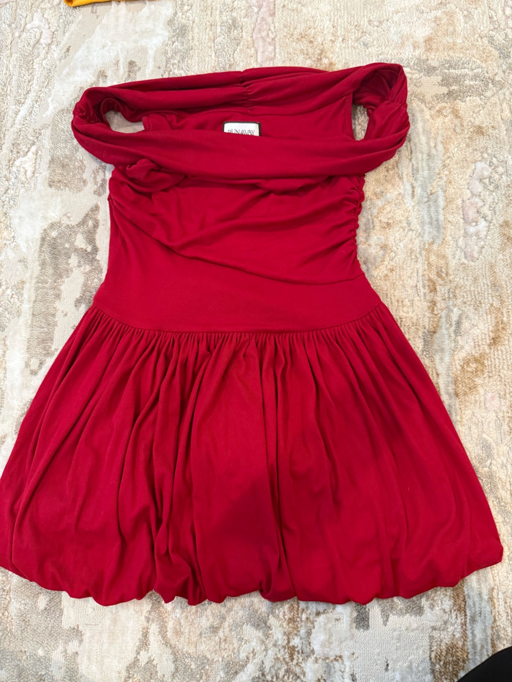 Red Gathered-Waist Mini Dress